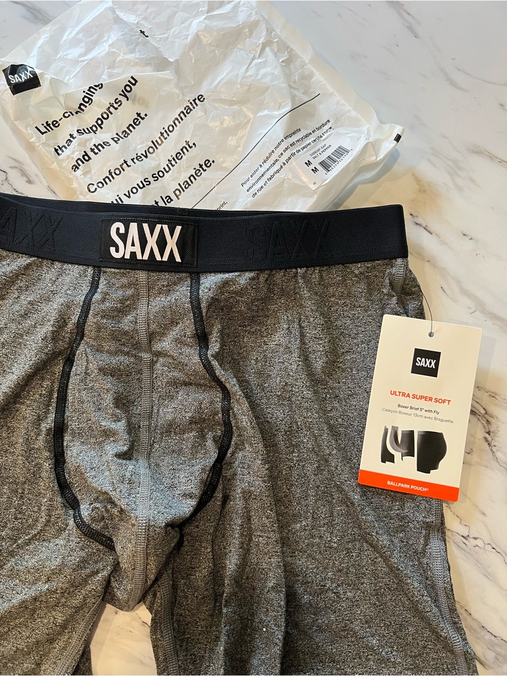 Saxx Boxer Briefs, Salt & Pepper, M